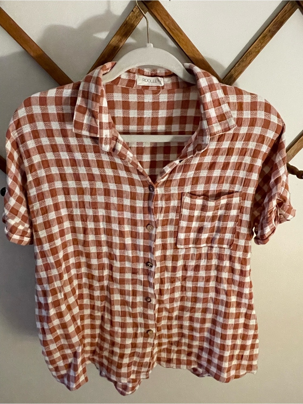 Roolee Rust and White Gingham Top - Picture 2 of 4